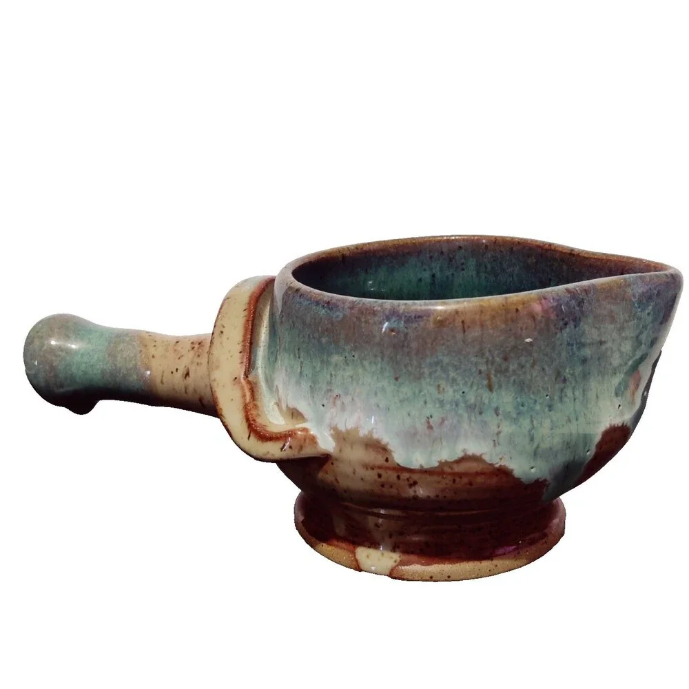 NC Art Studio Pottery Soup,Sauce Bowl Handmade 2006 Glazed Signed Pattie
